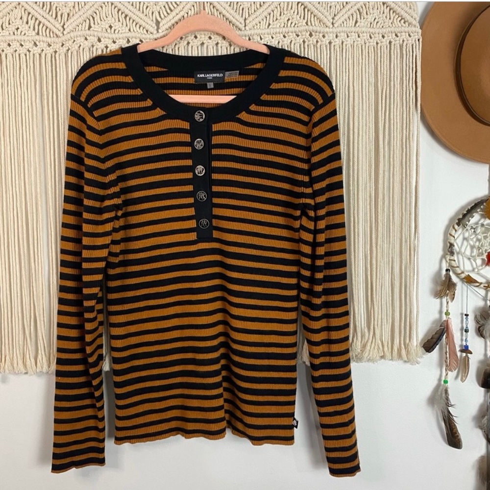 Karl Lagerfeld striped knit long sleeves top